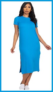 Aqua Blue Long Side Split Long Dress