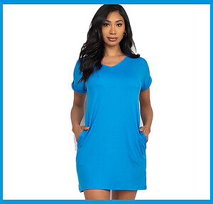 Aqua Blue Side pocket mini dress