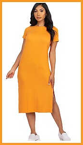 Orange Long Side Split Long Dress
