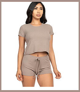 CP Crop Top Sets Taupe