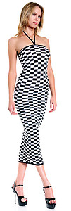 Checker Sheer Gown w/ Halter