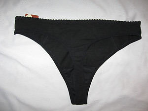 Black Cotton Thong