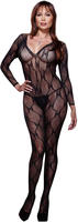 Lace Longsleeve Bodystockings Black Plus