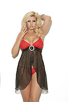 Black Red Chiffon Babydoll