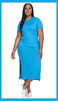 Aqua Blue Side Split Dress Plus