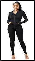 Black Hoodie Leggings Long Pant Sets