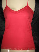 Lace Trim Adjustable Camisole Red