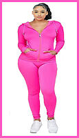 Pink Hoodie Leggings Long Pant Sets